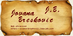 Jovana Brešković vizit kartica